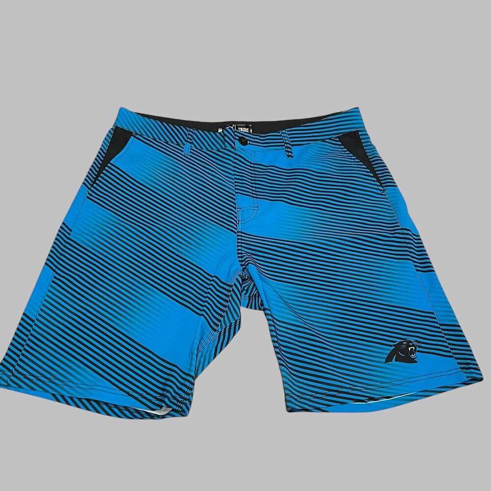 Forever Collectable NFL Carolina Panthers Diagonal Stripe Shorts Mens Size 38